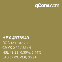 カラーコード: HEX #978949 | qconv.com