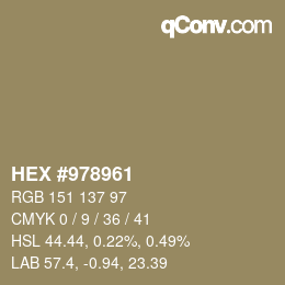 カラーコード: HEX #978961 | qconv.com