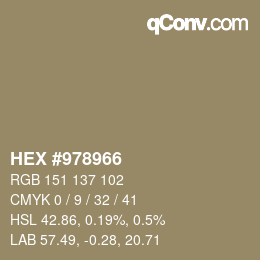 颜色代码: HEX #978966 | qconv.com
