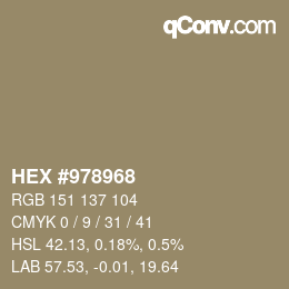 カラーコード: HEX #978968 | qconv.com