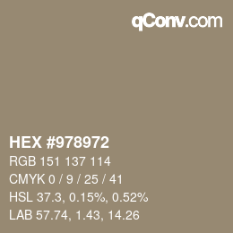 カラーコード: HEX #978972 | qconv.com
