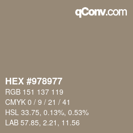 颜色代码: HEX #978977 | qconv.com