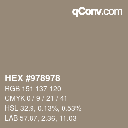 颜色代码: HEX #978978 | qconv.com