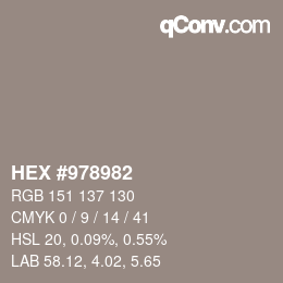 Color code: HEX #978982 | qconv.com