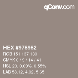 カラーコード: HEX #978982 | qconv.com
