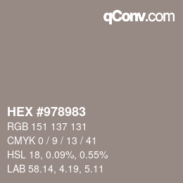 カラーコード: HEX #978983 | qconv.com