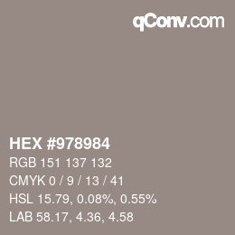 カラーコード: HEX #978984 | qconv.com