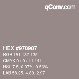 Farbcode: HEX #978987 | qconv.com