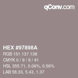 カラーコード: HEX #97898A | qconv.com