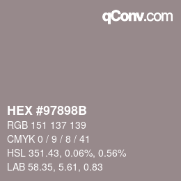 カラーコード: HEX #97898B | qconv.com