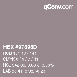 カラーコード: HEX #97898D | qconv.com