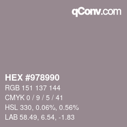 Color code: HEX #978990 | qconv.com