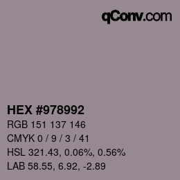 颜色代码: HEX #978992 | qconv.com