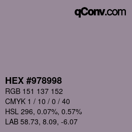 颜色代码: HEX #978998 | qconv.com