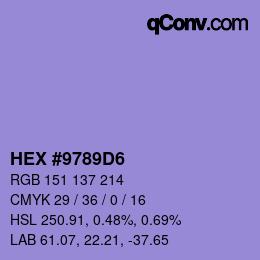 颜色代码: HEX #9789D6 | qconv.com