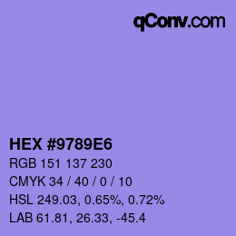 Color code: HEX #9789E6 | qconv.com