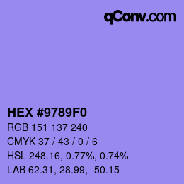 Color code: HEX #9789F0 | qconv.com