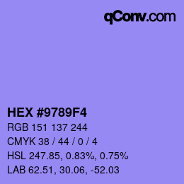 カラーコード: HEX #9789F4 | qconv.com