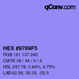 カラーコード: HEX #9789F5 | qconv.com