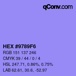 颜色代码: HEX #9789F6 | qconv.com