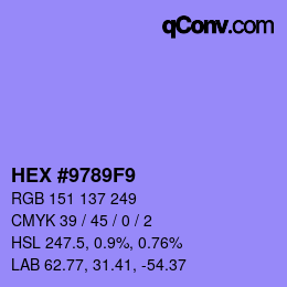 Color code: HEX #9789F9 | qconv.com