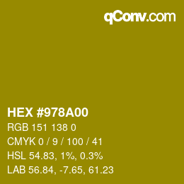 カラーコード: HEX #978A00 | qconv.com