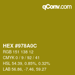 カラーコード: HEX #978A0C | qconv.com