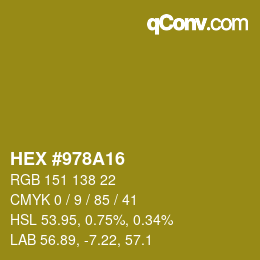 Color code: HEX #978A16 | qconv.com