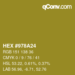 Color code: HEX #978A24 | qconv.com