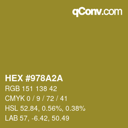 カラーコード: HEX #978A2A | qconv.com