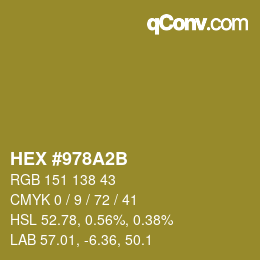 Color code: HEX #978A2B | qconv.com