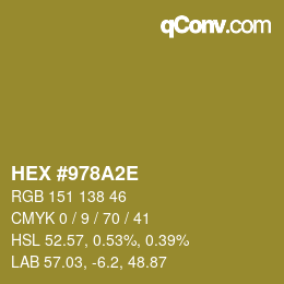 Color code: HEX #978A2E | qconv.com
