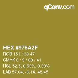 Color code: HEX #978A2F | qconv.com