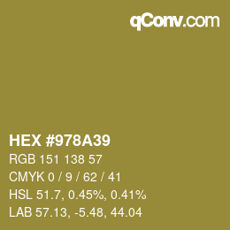 Color code: HEX #978A39 | qconv.com