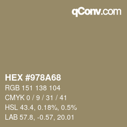 颜色代码: HEX #978A68 | qconv.com