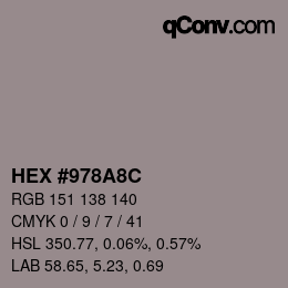 Código de color: HEX #978A8C | qconv.com