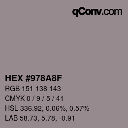 Farbcode: HEX #978A8F | qconv.com