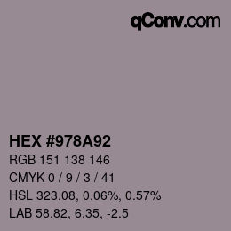 カラーコード: HEX #978A92 | qconv.com