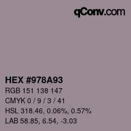 Color code: HEX #978A93 | qconv.com