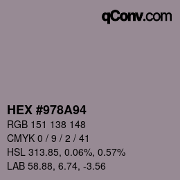 Color code: HEX #978A94 | qconv.com