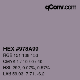 颜色代码: HEX #978A99 | qconv.com