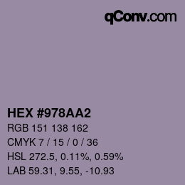 Color code: HEX #978AA2 | qconv.com