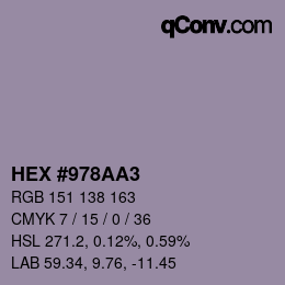 颜色代码: HEX #978AA3 | qconv.com