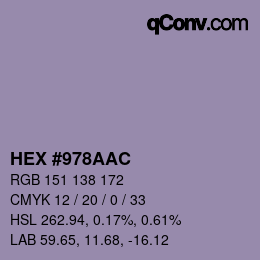 Color code: HEX #978AAC | qconv.com