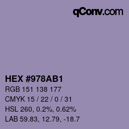 カラーコード: HEX #978AB1 | qconv.com