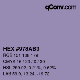 Color code: HEX #978AB3 | qconv.com