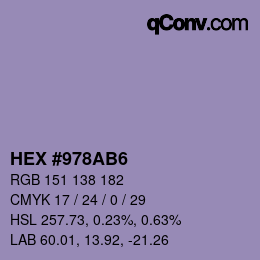 カラーコード: HEX #978AB6 | qconv.com