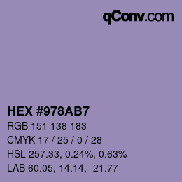 カラーコード: HEX #978AB7 | qconv.com