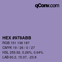 カラーコード: HEX #978ABB | qconv.com