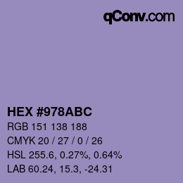 カラーコード: HEX #978ABC | qconv.com